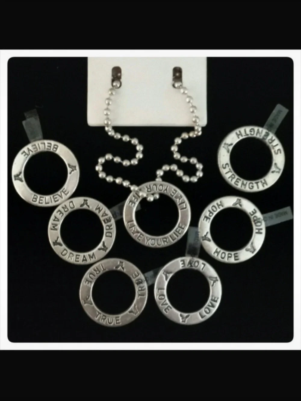 American Eagle Inspirational Silver Tone Circle Pendant Necklace - Live Your Lif